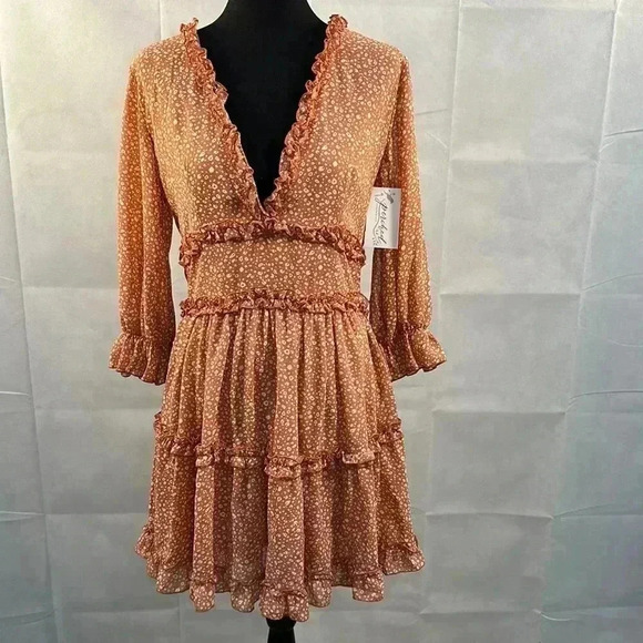 She + Sky Dresses & Skirts - She and Sky Lined Coral Ruffle Dress